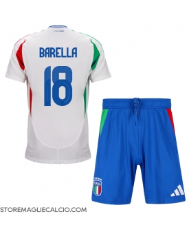 Italia Nicolo Barella #18 Maglia Gara Trasferta Repliche Europei 2024 Bambino